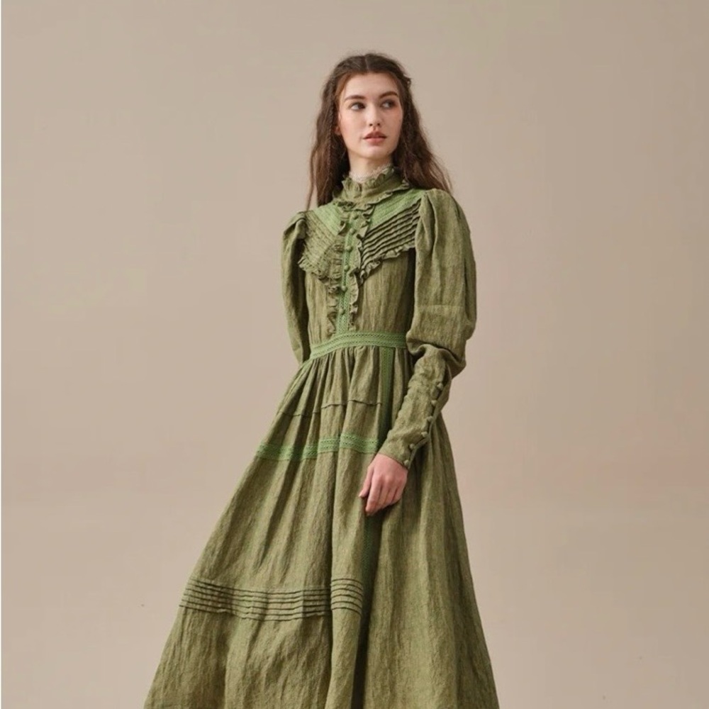 Green Linennaive Mary 18 Dress